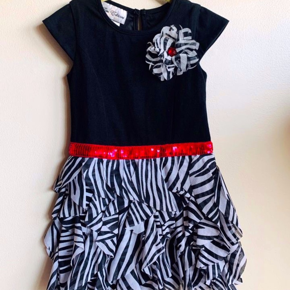 3/$40 ⭐️ Rare Editions Black Dress with Zebra Pattern SIZE 4 (NWT)